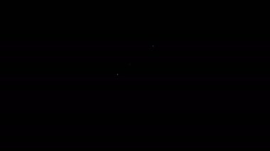 Beyaz çizgi insan kafası ve siyah arka planda izole edilmiş ikon içerisindeki dişliler. Yapay zeka. Beyin işaretini düşünüyorum. Beynin sembol çalışması. 4K Video hareketli grafik canlandırması