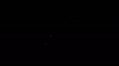 Siyah arkaplanda izole edilmiş geri dönüşüm sembolü olan beyaz çizgi geri dönüşüm kutusu. Çöp kutusu simgesi. Çöp kutusu tabelası. Geri dönüşüm sepeti işareti. 4K Video hareketli grafik canlandırması