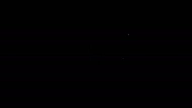 Beyaz çizgi Gezegen Dünya ve siyah arkaplanda izole edilmiş bir geri dönüşüm ikonu. Çevresel konsept. 4K Video hareketli grafik canlandırması