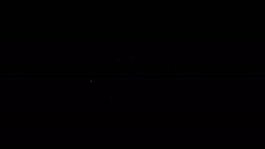 Beyaz çizgi güneş enerjisi simgesi siyah arkaplanda izole edildi. 4K Video hareketli grafik canlandırması