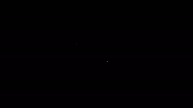 Siyah arkaplanda izole edilmiş geri dönüşüm sembolü simgesi olan beyaz çizgi etiketi. Pankart, etiket, etiket, logo, çevre yeşili etiketi. 4K Video hareketli grafik canlandırması