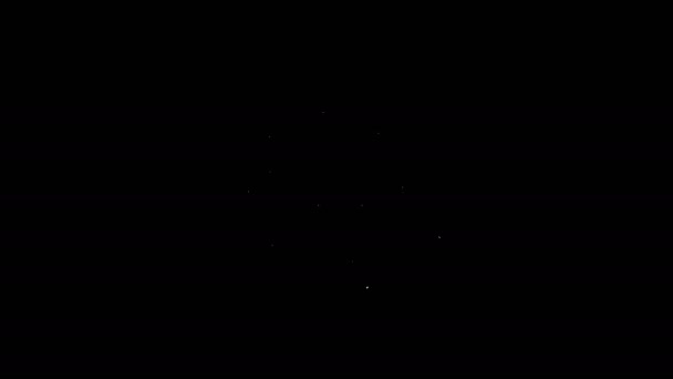 Biała linia Kasyno żetony ikona izolowane na czarnym tle. Hazard w kasynie. 4K Animacja graficzna ruchu wideo — Wideo stockowe
