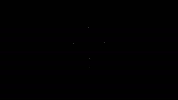 Bílá čára Čtyři listy jetele ikona izolované na černém pozadí. Šťastný den svatého Patrika. Grafická animace pohybu videa 4K