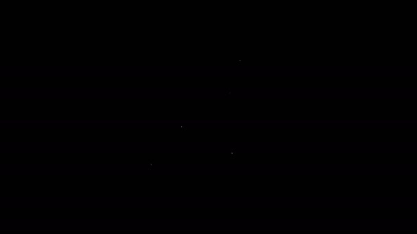 Linea bianca mano tenendo icona sacchetto di denaro isolato su sfondo nero. Dollaro o simbolo USD. Bancomat Banking segno di valuta. Animazione grafica 4K Video motion — Video Stock