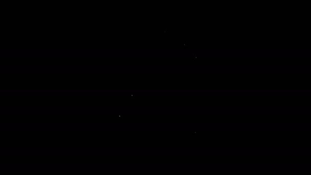 Белая линия Корзина с иконкой символа утилизации изолированы на черном фоне. Значок мусорного бака. Знак мусорного бака. Знак корзины для мусора. Видеографическая анимация 4K — стоковое видео