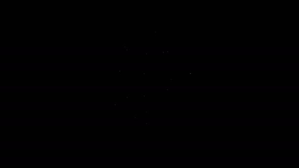 Línea blanca Tierra globo e icono de la hoja aislados sobre fondo negro. Signo del mundo o la Tierra. Formas geométricas. Concepto ambiental. Animación gráfica de vídeo 4K — Vídeo de stock