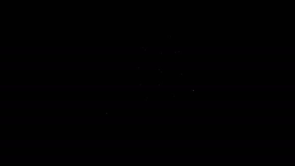 Linea bianca Mani umane che tengono l'icona del globo terrestre isolata su sfondo nero. Salva il concetto di terra. Animazione grafica 4K Video motion — Video Stock