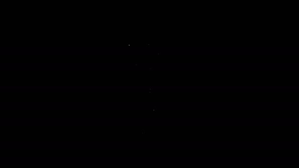 白い線黒い背景に葉のアイコンが隔離された電球。エコエネルギーの概念。代替エネルギーの概念。4Kビデオモーショングラフィックアニメーション — ストック動画