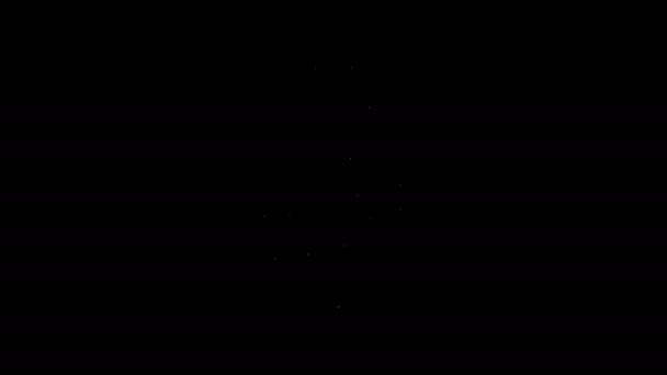 Белая линия Электрическая вилка экономии в иконке листьев, выделенной на черном фоне. Экономия энергии значок электричества. Значок охраны окружающей среды. Биоэнергия. Видеографическая анимация 4K — стоковое видео