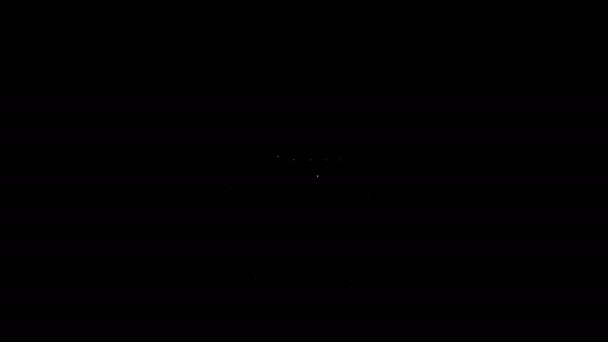 Λευκό καζάνι μάγισσας γραμμής και εικονίδιο του ουράνιου τόξου απομονωμένα σε μαύρο φόντο. Ευτυχισμένη μέρα του Αγίου Πατρικίου. 4K Γραφική κίνηση κίνησης βίντεο — Αρχείο Βίντεο