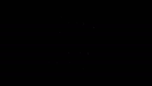 Bílá čára Dřevěný pivní hrnek ikona izolované na černém pozadí. Grafická animace pohybu videa 4K — Stock video