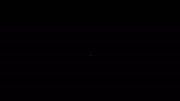 Bílá čára Čtyři listy jetele ikona izolované na černém pozadí. Šťastný den svatého Patrika. Grafická animace pohybu videa 4K