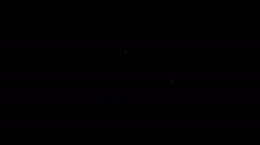 Beyaz çizgili insan elleri siyah arkaplanda dört yapraklı yonca simgesini tutuyor. Mutlu Aziz Patrick günleri. 4K Video hareketli grafik canlandırması