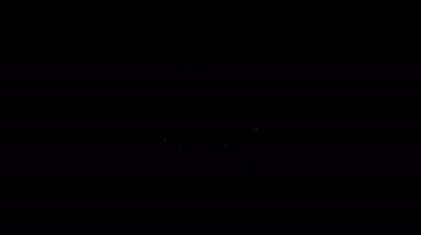 Siyah zemin üzerinde dört yapraklı yonca simgesi olan beyaz çizgi at nalı. Aziz Patrick gününüz kutlu olsun. 4K Video hareketli grafik canlandırması