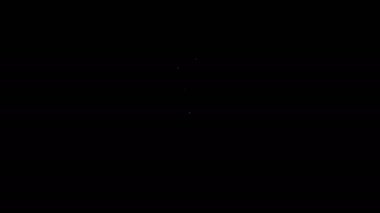 Beyaz çizgi bilgisayar fare simgesi siyah arkaplanda izole edildi. Tekerlek sembollü optik. 4K Video hareketli grafik canlandırması