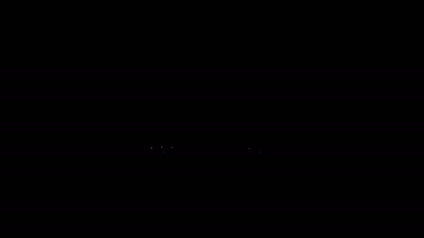 Weiße Linie Regenbogen mit Wolken-Symbol isoliert auf schwarzem Hintergrund. 4K Video Motion Grafik Animation — Stockvideo