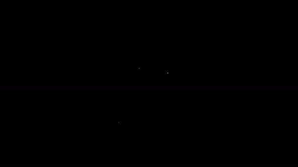 Bílá čára Dřevěný pivní hrnek ikona izolované na černém pozadí. Grafická animace pohybu videa 4K — Stock video
