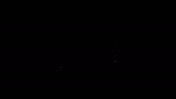 Біла лінія Піктограма торта ізольована на чорному тлі. З днем народження. 4K Відео рух графічна анімація — стокове відео