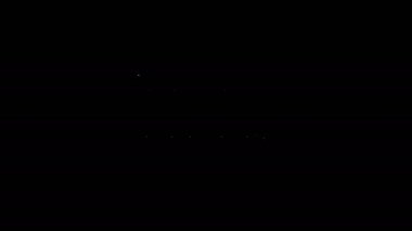 Beyaz çizgi Müzik Sentezleyici simgesi siyah arkaplanda izole edildi. Elektronik piyano. 4K Video hareketli grafik canlandırması
