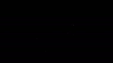 Beyaz çizgi kulaklık simgesi siyah arkaplanda izole edildi. Kulaklık işareti. Müzik, hizmet, iletişim ve operatör konsepti. 4K Video hareketli grafik canlandırması
