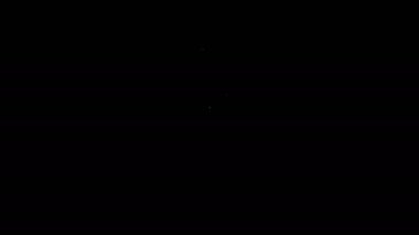 Beyaz çizgi mikrofon simgesi siyah arkaplanda izole edildi. Radyodaki mikrofondan. Sözcü işareti. 4K Video hareketli grafik canlandırması