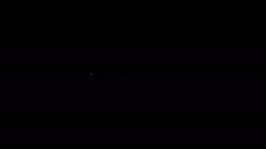 Beyaz çizgi direksiyon simgesi siyah arkaplanda izole edildi. Araba tekeri ikonu. 4K Video hareketli grafik canlandırması
