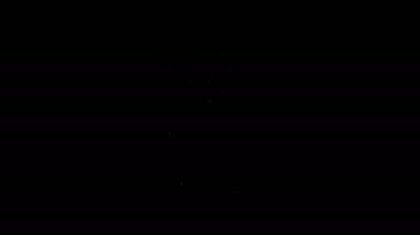 Beyaz çizgi çiçekleri siyah arkaplanda izole edilmiş bir çömlek simgesi. Tencerede yetişen bir bitki. Saksı bitkisi işareti. 4K Video hareketli grafik canlandırması