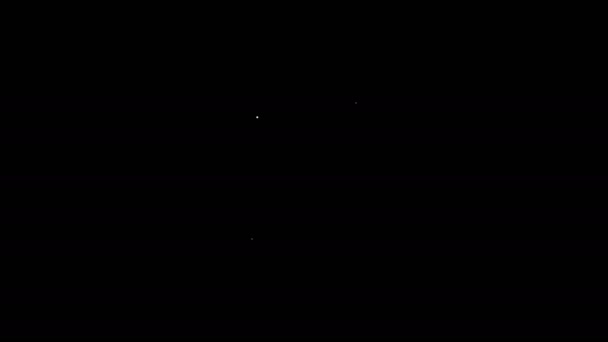 Witte lijn Naaigaren op spoel pictogram geïsoleerd op zwarte achtergrond. Garens spoel. Draadspoel. 4K Video motion grafische animatie — Stockvideo