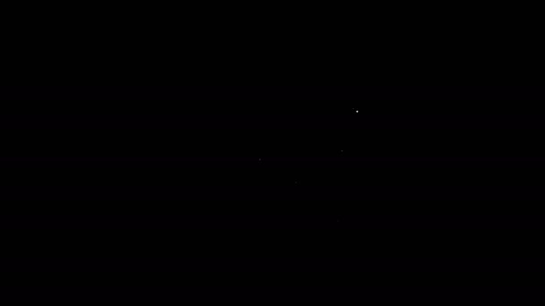 Виниловый проигрыватель белой линии с иконкой винилового диска, выделенной на чёрном фоне. Видеографическая анимация 4K — стоковое видео