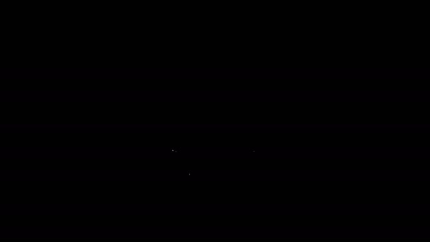 Bílá čára Turistické stan ikona izolované na černém pozadí. Kempingový symbol. Grafická animace pohybu videa 4K — Stock video