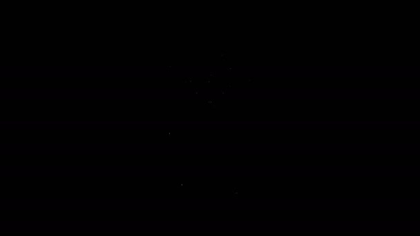 Línea blanca Flores en maceta icono aislado sobre fondo negro. Planta creciendo en una maceta. Signo de planta en maceta. Animación gráfica de vídeo 4K — Vídeos de Stock