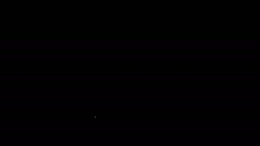 Beyaz çizgi müzik notası, ton simgesi siyah arkaplanda izole edilmiş. 4K Video hareketli grafik canlandırması