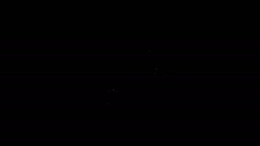 Beyaz çizgi gezegen simgesi siyah arkaplanda izole edildi. 4K Video hareketli grafik canlandırması