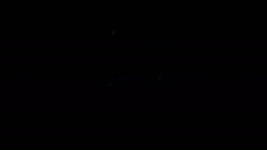 Beyaz çizgi Radar simgesi siyah arkaplanda izole edildi. Arama sistemi. Uydu sinyali. 4K Video hareketli grafik canlandırması