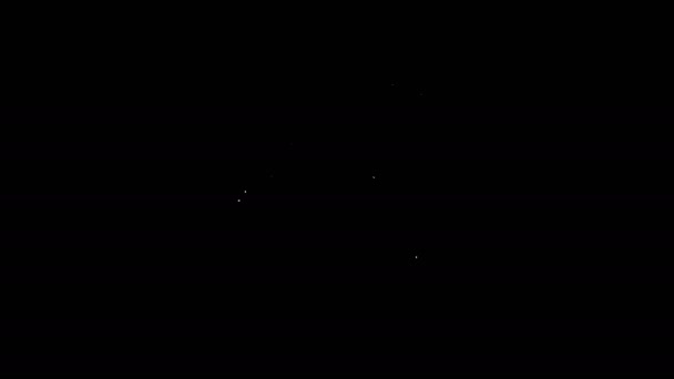 Biała linia Ikona obserwatorium astronomicznego odizolowana na czarnym tle. Obserwatorium z teleskopem. Instytucja naukowa. 4K Animacja graficzna ruchu wideo — Wideo stockowe