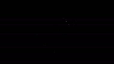Beyaz çizgi uydu simgesi siyah arkaplanda izole edildi. 4K Video hareketli grafik canlandırması