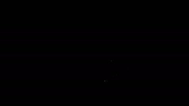 Beyaz çizgi gezegen simgesi siyah arkaplanda izole edildi. 4K Video hareketli grafik canlandırması