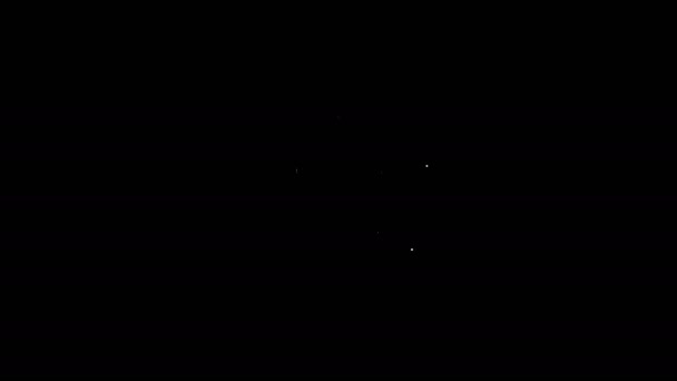 Иконка Alien белой линии изолирована на черном фоне. Внеземное инопланетное лицо или символ головы. Видеографическая анимация 4K — стоковое видео