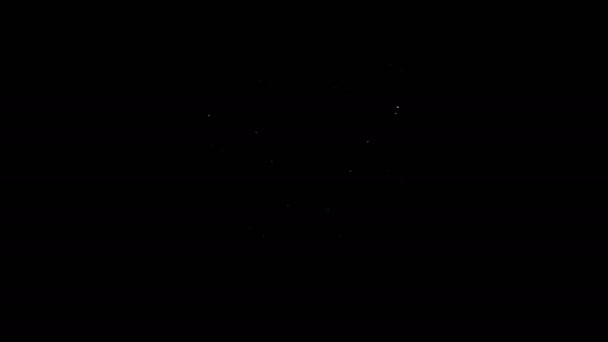 Bílá čára Černá díra ikona izolované na černém pozadí. Vesmírná díra. Collapsar. Grafická animace pohybu videa 4K — Stock video