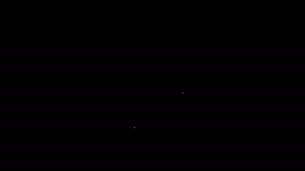 Vit linje Alien ikon isolerad på svart bakgrund. Utomjordisk främmande ansikte eller huvud symbol. 4K Video motion grafisk animation — Stockvideo