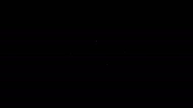 Beyaz çizgi gezegen simgesi siyah arkaplanda izole edildi. 4K Video hareketli grafik canlandırması