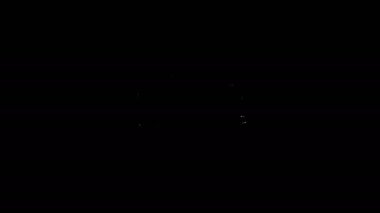 Beyaz çizgi astronot başlığı simgesi siyah arkaplanda izole edildi. 4K Video hareketli grafik canlandırması