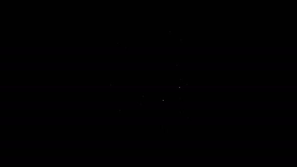 Beyaz çizgi gezegen simgesi siyah arkaplanda izole edildi. 4K Video hareketli grafik canlandırması — Stok video