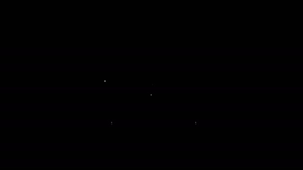Witte lijn Kosmisch schip pictogram geïsoleerd op zwarte achtergrond. 4K Video motion grafische animatie — Stockvideo