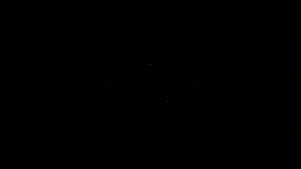Icono de Planeta de línea blanca aislado sobre fondo negro. Animación gráfica de vídeo 4K — Vídeo de stock