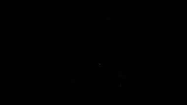 Siyah arka planda beyaz çizgili Noel kâğıdı alışveriş poşeti ikonu var. Paket işareti. Mutlu Noeller ve mutlu yıllar. 4K Video hareketli grafik canlandırması