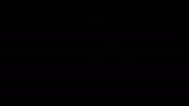 Beyaz çizgi hediye kutusu simgesi siyah arkaplanda izole edildi. Mutlu Noeller ve mutlu yıllar. 4K Video hareketli grafik canlandırması