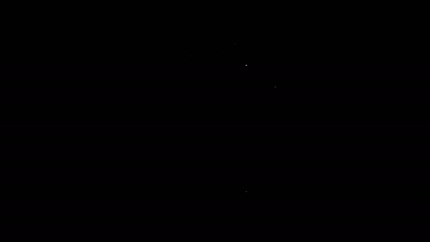 Weiße Linie Heiße Schokoladentasse mit Marshmallows-Symbol auf schwarzem Hintergrund. Frohe Weihnachten und ein gutes neues Jahr. 4K Video Motion Grafik Animation — Stockvideo