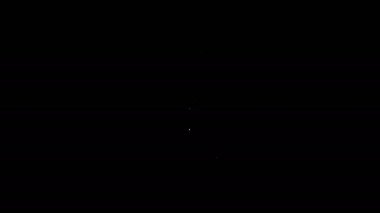 Beyaz çizgi müzik çalar simgesi siyah arkaplanda izole edildi. Taşınabilir müzik cihazı. 4K Video hareketli grafik canlandırması