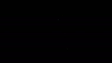 Siyah arkaplanda izole edilmiş hareket simgesi olan beyaz çizgi klasik metronom. Müzik ve ritim mekanizması. 4K Video hareketli grafik canlandırması